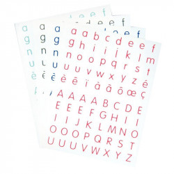 POCHETTE DE 320 GOMMETTES ADHÉSIVES ALPHABET 4 COULEURS ASSORTIES