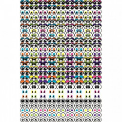 POCHETTE DE 594 GOMMETTES YEUX ADHÉSIVES ASSORTIES, REPOSITIONNABLES