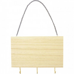 PORTE-CLES BOIS 3 CROCH+CHAINE