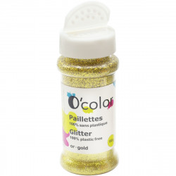 POT DE 100 GRAMMES DE PAILLETTES SANS PLASTIQUE COLORIS OR