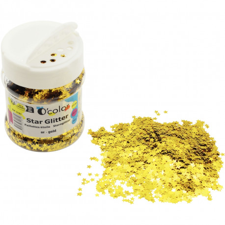 POT DE 65 GRAMMES DE PAILLETTES ÉTOILES COLORIS OR