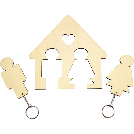 RANGE-CLÉS MAISON EN BOIS À SUSPENDRE