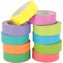 RUBANS ADHÉSIFS MAXI LOT 10 RAINBOW PACK 15MMx10M /ROULEAU L912000