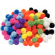 SACHET DE 150 POMPONS A TROU DIAMÈTRE 20MM, 11 COLORIS ASSORTIS