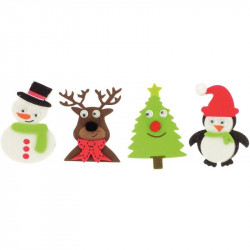 SACHET DE 72 STICKERS CAOUTCHOUC ADHÉSIF 3D NOËL