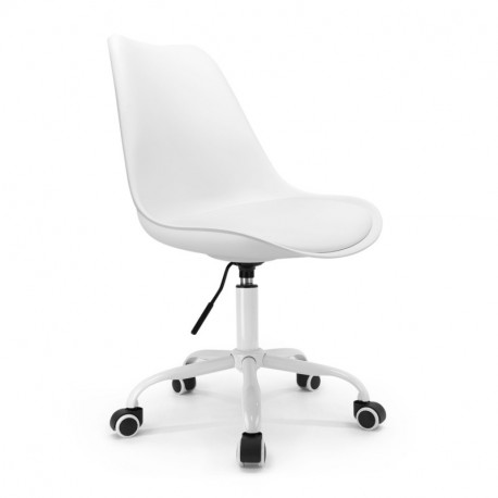 SIÈGE COQUE REGLABLE A ROULETTES BLANC