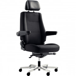SIEGE FAUTEUIL ERGONOMIQUE 24H SYNCHRONE 4 POSITIONS BLOCAGES DOS TISSU AVEC SOUTIEN LOMBAIRE REGLABLE EN HAUTEUR NOIR/ ASSISE T