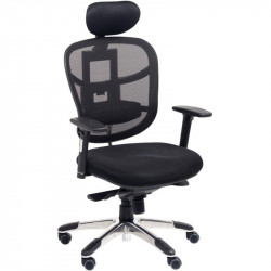 SIEGE FAUTEUIL ERGONOMIQUE BALZAC SYNCHRONE BLOCAGES 5 POSITIONS DOS RESILLE NOIR AVEC RENFORT LOMBAIRE REGLABLE /ASSISE TISSU N