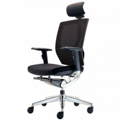 SIEGE FAUTEUIL ERGONOMIQUE TOKYO/TRANSLATION ASSISE NORME BIFMA X5,1ET NF 1335 ACCOUDOIRS 4D TETIERE 3D TISSU DOS RESILLE NOIRE