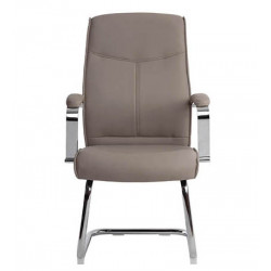 SIEGE VISITEUR FAUTEUIL SIMILI CUIR GRIS PIEDS