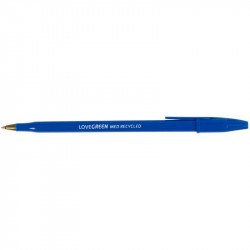 STYLO BILLE LOVEGREEN POINTE MOYENNE 1MM BLEU 86% RECYCLE 