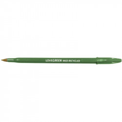 STYLO BILLE LOVEGREEN VERT POITE MOYENNE 1MM BTE50  86% RECYCLE