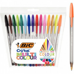 STYLO BILLE PQT15 BIC CRISTAL MULTICOLOUR