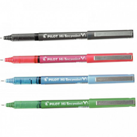 STYLOS ROLLER POINTE AIGUILLE HI-TECHPOINT V5 0,5MM POCHETTE DE 4 COULEURS ASSORTIES PILOT