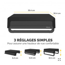 SUPPORT ECRAN ET TELEPHONE MAX 15KG 3 HAUTEURS BREYTA NOIR L35,4 xP 30,4 x H8,2 - 15,1 CM FELLOWES 