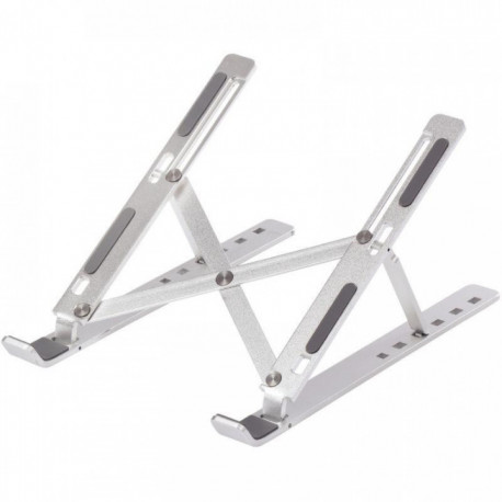 SUPPORT ORDINATEUR  PORTABLE P/6KG  PLIABLE ALU L24XP14.5XH16.5 290G 6 ANGLES D INCLINAISON   25x18x15cm (déplié).