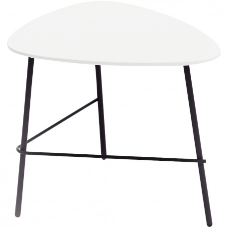 TABLE BASSE GALET BLANC PLAT.BOIS MDF 18MM STRATIFIE HPL PIET.ACIER PEINT EN NOIR NORMES BSCI/SEDEX/EN12520 GAR 2 ANS