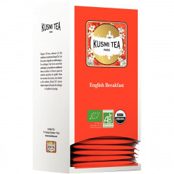 THE NOIR ENGLISH BREAKFAST KUSMI TEA BTE 25 SACHETS BIO FAB France