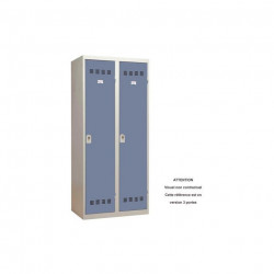 VESTIAIRE D'ATELIER 3 PORTES INDUSTRIE SALE L120CM PORTES BLEU/CORPS GRIS