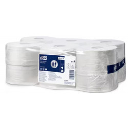 PAPIER HYGIENIQUE TOILETTE PQT12 RL 900F 180M MINI JUMBO LISSE IMPRIME T2 (472102)  ECOLABEL TORK
