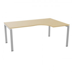 BUREAU COMPACT ASYMÉTRIQUE 90° RETOUR À DROITE L180 CONECT PLATEAU CHÊNE NATUREL/PIÈTEMENT ALU