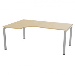 BUREAU COMPACT ASYMÉTRIQUE 90° RETOUR À GAUCHE L180 CONECT PLATEAU CHÊNE NATUREL/PIÈTEMENT ALU