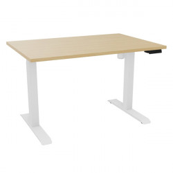 BUREAU REGLABLE ELECTRIQUE ASSIS DEBOUT 80% RECYCLE PEFC AGEC GUERA LUT Z2 L120XP 80 EP 25 MM CHENE NATUREL /NOIR Boîtier de com