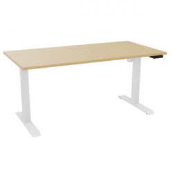 BUREAU REGLABLE ELECTRIQUE ASSIS DEBOUT 80% RECYCLE PEFC AGEC GUERA LUT Z2 L160XP 80 EP 25 MM PLATEAU BLANC /BLANC Boîtier de co