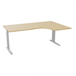 PLAN COMPACT 90° ONYX RETOUR DROIT L.180 X P.120 ET 60 CM PLATEAU CHÊNE NATUREL/PIÈTEMENT ALU