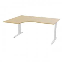 PLAN COMPACT 90° ONYX RETOUR GAUCHE L..160 X P.120 ET 60 CM PLATEAU CHÊNE NATUREL/PIÈTEMENT BLANC