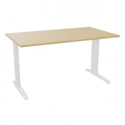 PLAN DROIT ONYX L..140 X P.80 X H73,5 CM PLATEAU CHÊNE NATUREL/PIÈTEMENT BLANC