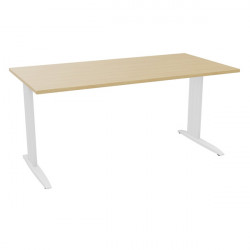 PLAN DROIT ONYX L..160 X P.80 X H73,5 CM PLATEAU CHÊNE NATUREL/PIÈTEMENT BLANC