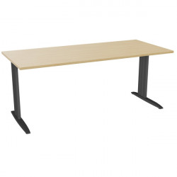 PLAN DROIT ONYX L..180 X P.80 X H73,5 CM PLATEAU CHÊNE NATUREL/PIÈTEMENT ANTHRACITE