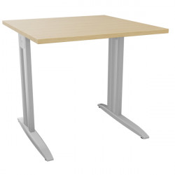 PLAN DROIT ONYX L..80 X P.80 X H73,5 CM PLATEAU CHÊNE NATUREL/PIÈTEMENT ALU