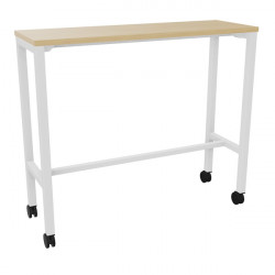 Table L120 cm x P40 cm x H104,5 cm Perform Mobile plateau chêne naturel/piétement blanc. Plateau nu mélamine. Piètement arche ca