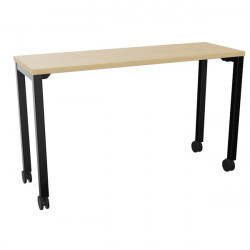 Table L120 cm x P40 cm x H73,5 cm Perform Mobile plateau chêne naturel/piétement noir. Plateau nu mélamine. Piètement arche carr