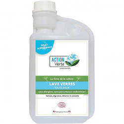 LAVE VERRES  BIDON 1 LITRE  ACTION VERTE ECOCERT FAB France 