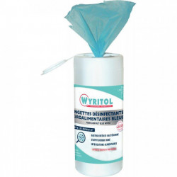 LINGETTE DÉSINFECTANTES BLEU AGROALIMENTAIRE BTE200 VIRUCIDE EN14476 WYRITOL FAB FRANCE