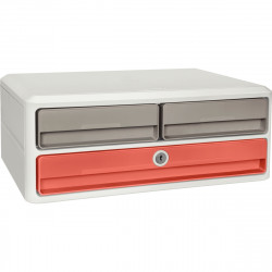 MODULE 3 TIROIRS MOOVUP TERRA NOVA BLANC/TERRACOTTA  2 poignées SUPPORT ECRAN  L36,85XH14,6XP27,45 CEP