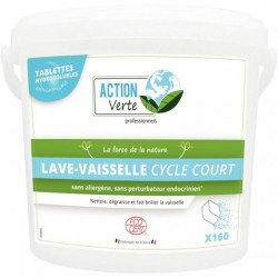 LAVE VAISSELLE CYCLE COURT ANTICALACIRE  HYDROSOLUBLE PQT160 TABLETTES  ECOCERT ACTION VERTE JEX   POUR PROFESSIONNELS 
