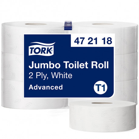 PAPIER HYGIENIQUE TOILETTE *PQT6 RL DE 1900F ADVANCED JUMBO TORK 472118 T1 380M ECOLABEL FAB FRANCE