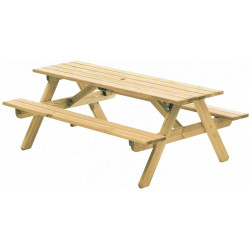 TABLE DE PIQUE NIQUE EN PIN FSC Dim L.180cmxl.130cmxH.69cm épaisseur 32mm