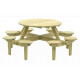 TABLE DE PIQUE NIQUE RONDE EN PIN Diamètre 188cm hauteur 75cm