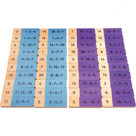 40 DOMINOS ADDITION SOUSTRACTION EN BOIS