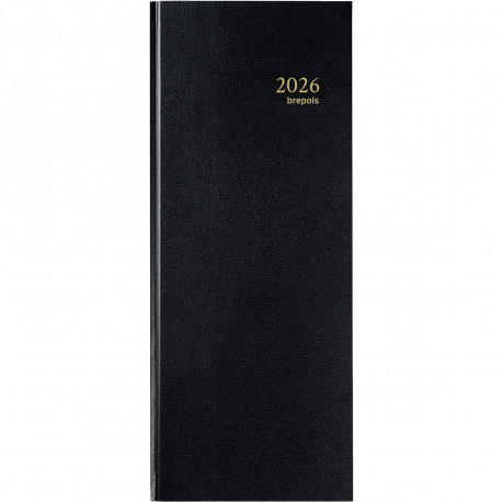 AGENDA BANQUIER LONG 1 VOLUME NOIR 14.3x32.5cm 1 jour sur 2 pages