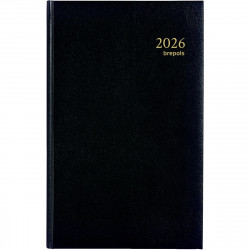 AGENDA CARRE 1 JOUR TRAVERS NOIR 13x20,8cm 12 mois Janvier à Décembre