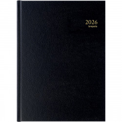 AGENDA JOURNALIER BREMAX 2 pages par jour NOIR 12 mois de janvier à décembre. Grille horaire par 1/4 h de 7h à 21h45