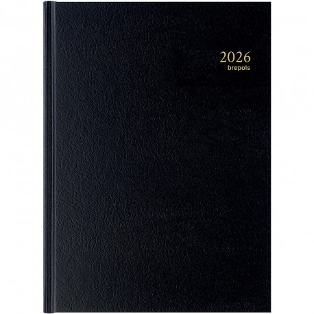AGENDA JOURNALIER BREMAX 2 pages par jour NOIR 12 mois de janvier à décembre. Grille horaire par 1/4 h de 7h à 21h45