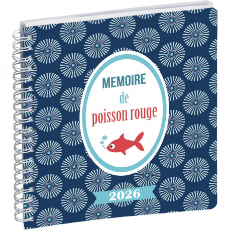 AGENDA SEMAINIER 15X17CM MÉMOIRE DE POISSON ROUGE 12 mois de Janvier à Décembre. La semaine sur 2 pages