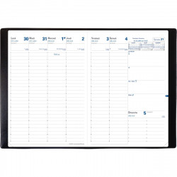 AGENDA SEMAINIER EU 09/09 NOIR 21x29.7cm 13 mois août à août 1 semaine sur 2 pages